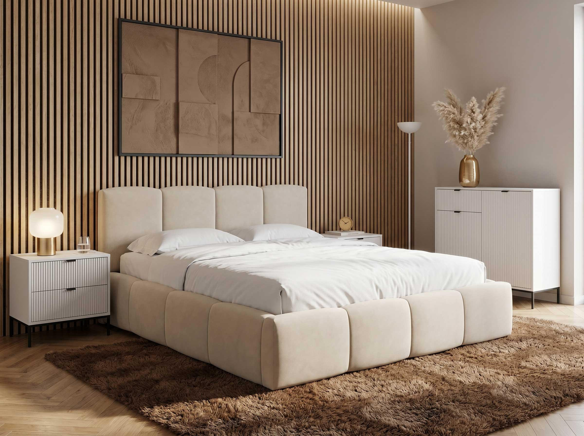 POLSTERBETT Amore Beige 180/200 cm Samt mit Bettkasten - Beige, Textil/Metall (180/200cm) - wonello