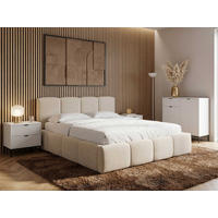 POLSTERBETT Amore Beige 180/200 cm Samt mit Bettkasten - Beige, Textil/Metall (180/200cm) - wonello