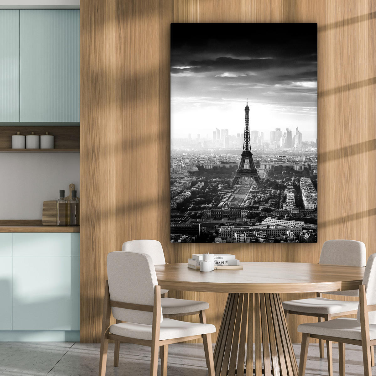 LEINWANDBILD Paris - Skyline - Eiffelturm - Stadt - Wolken 90x140 cm - Dunkelgrau, Textil (90/140cm) - MuchoWow