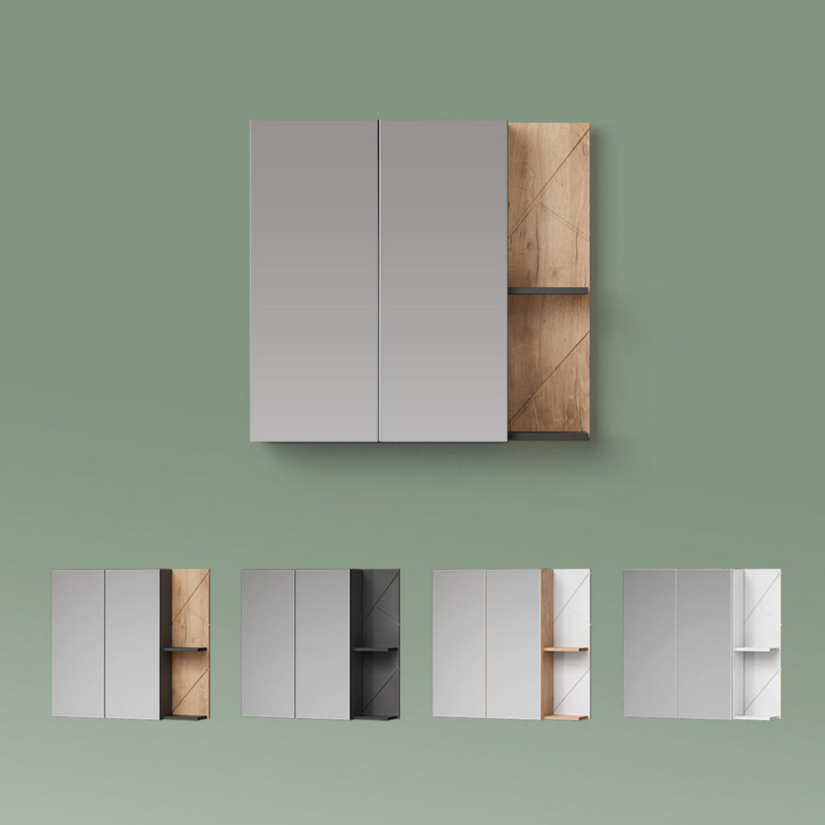 SPIEGELSCHRANK Ronco Weiß/Weiß Hochglanz 80 x 75 cm - Weiß Hochglanz/Weiß, Holzwerkstoff (80/75/17.2cm) - Livinity®