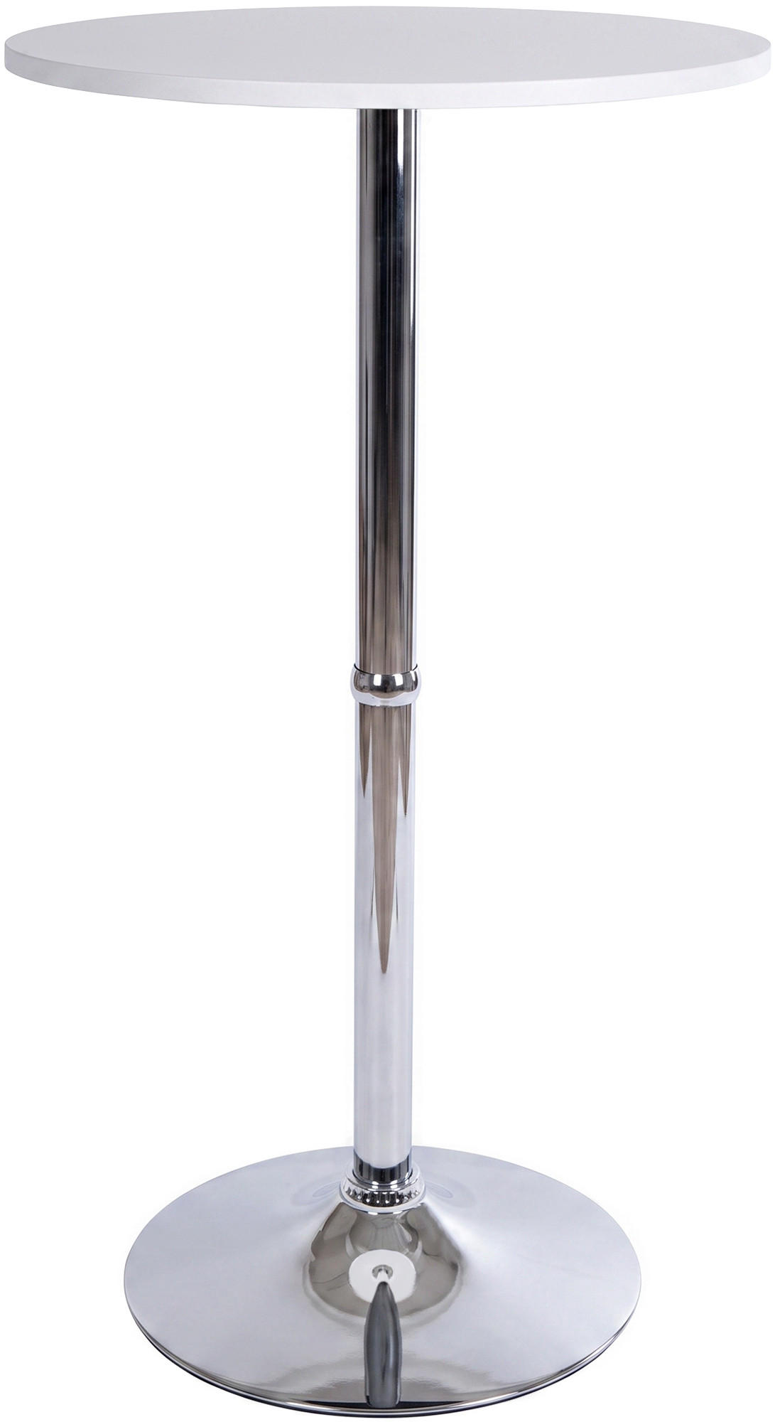BARTISCH rund 60 cm Holz Weiß - Chromfarben/Weiß, Holz/Metall (60/60/108cm) - CLP