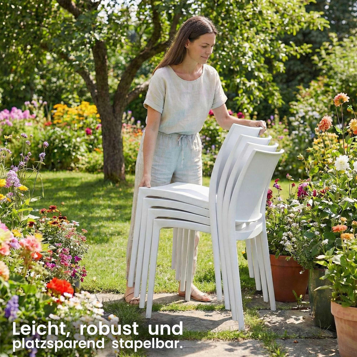 GARTENSTUHL Kunststoff Weiß - Weiß, Kunststoff (42/81/49cm) - CLP