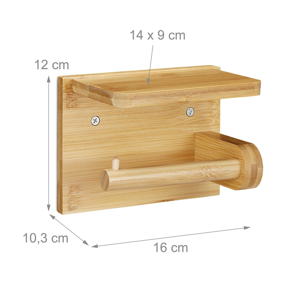 TOILETTENPAPIERHALTER Bambus - Hellbraun, Holz (16/12/10.3cm) - Relaxdays