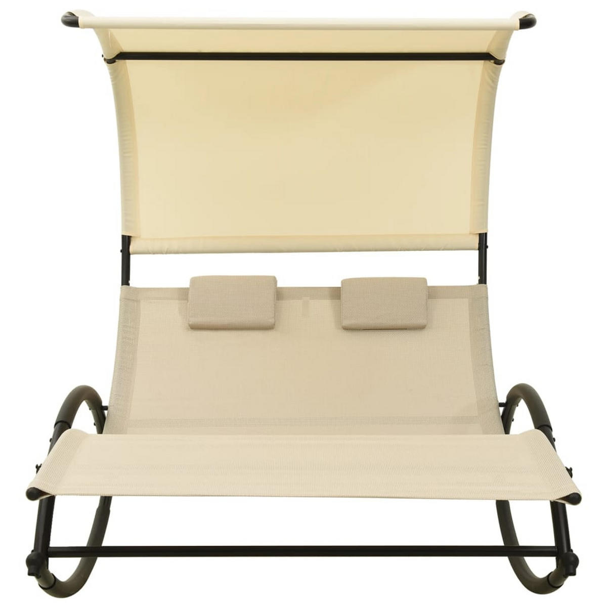 DOPPEL-SONNENLIEGE mit Sonnendach Textilene Creme - Creme, Textil (139/170/180cm) - furnicato