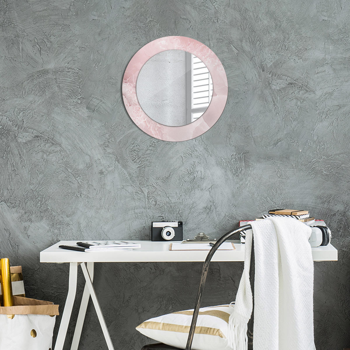 SPIEGEL Ø50 cm Rund mit Aufdruck - Pink, Glas (50/50/0.4cm) - TULUP