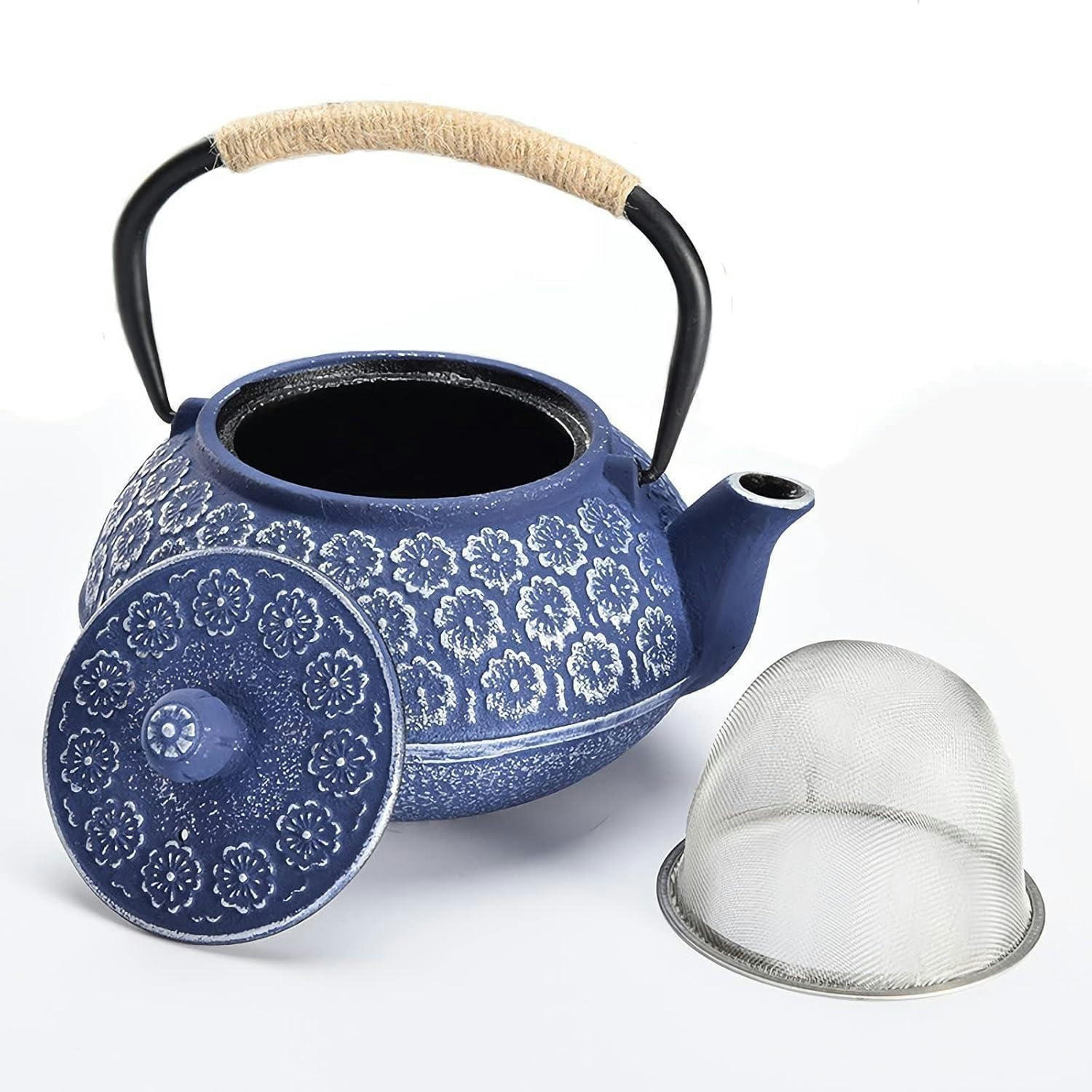 TEEKANNE Gusseisen 1000ml Blau Kirschblüte - Blau, Metall (8.5/16.5cm)