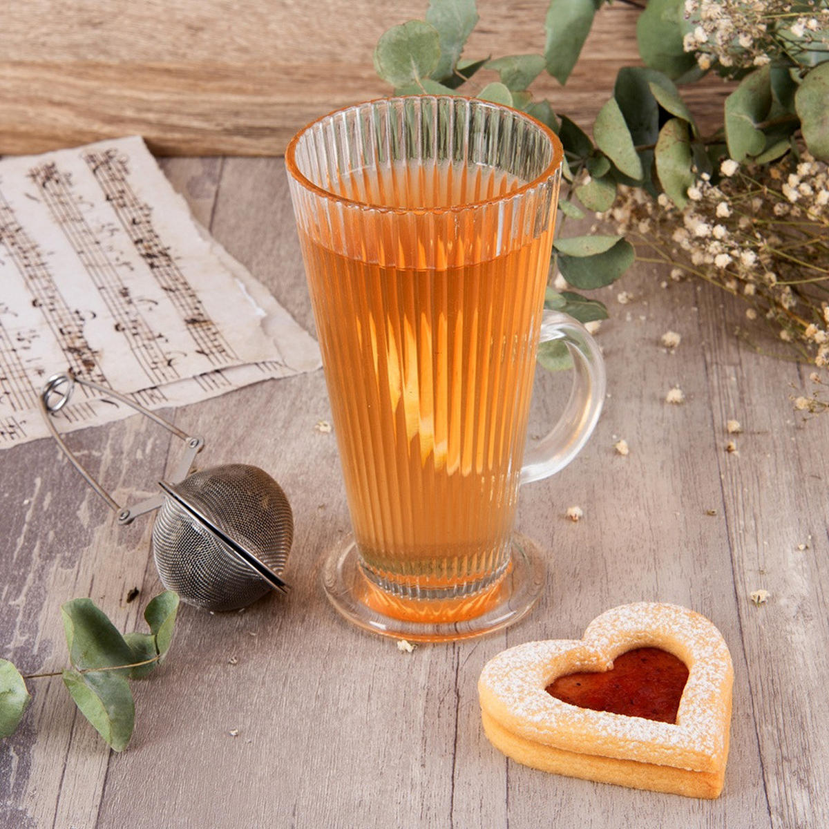 LATTE-GLAS hoch geriffelt mit Griff transparent - Klar, Glas (0.3L) - Orion 