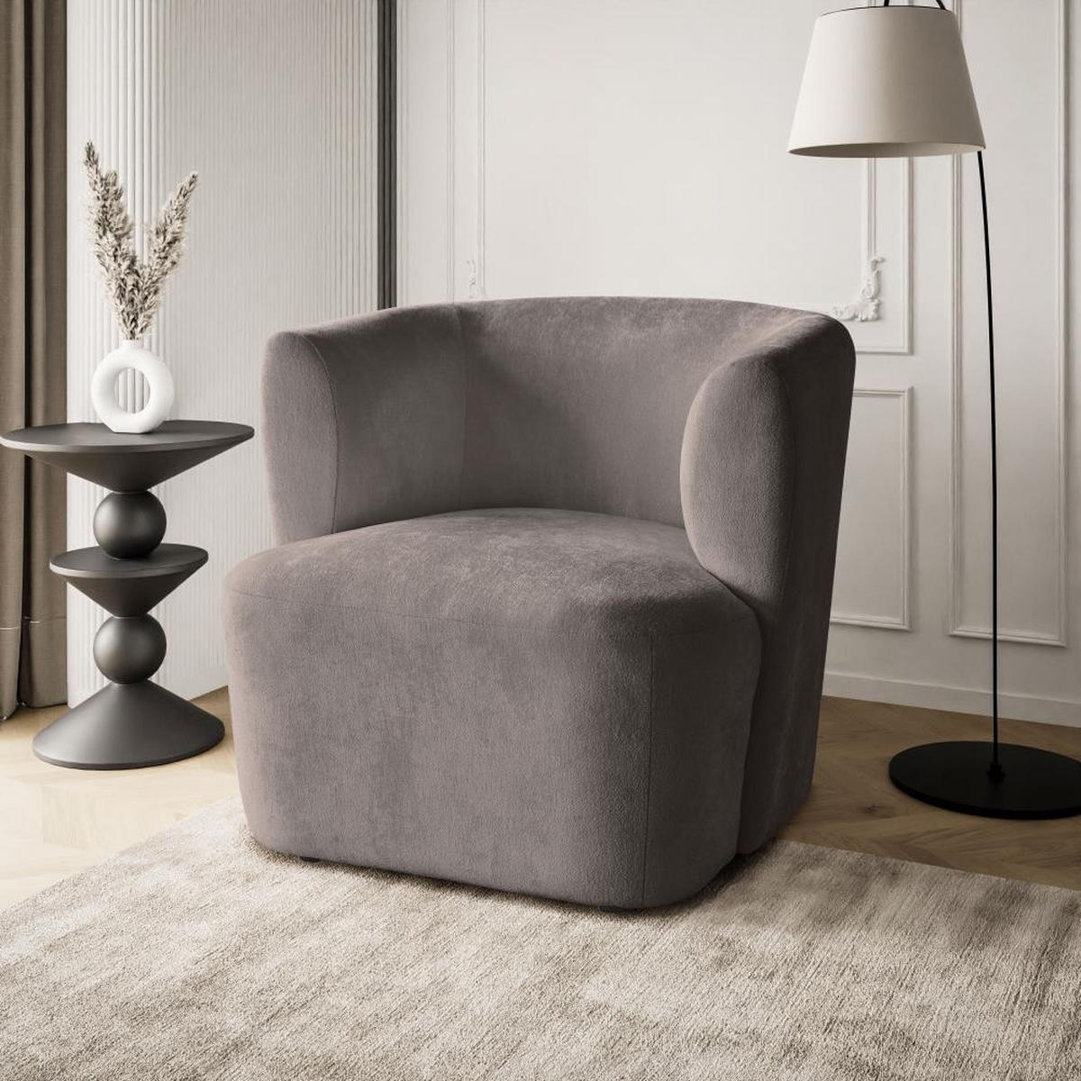 SESSEL Nori braun velour - Schwarz/Braun, Kunststoff/Textil (75/68/72cm) - Beautysofa