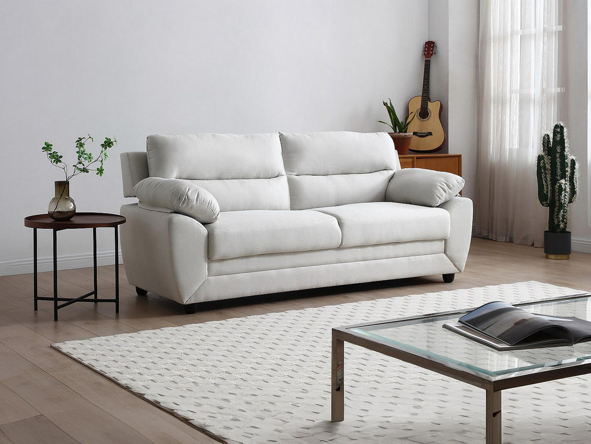 SOFA 3-Sitzer - Stoff - Beige - MANOA - Beige, Textil (201/88/82cm) - Vente-Unique