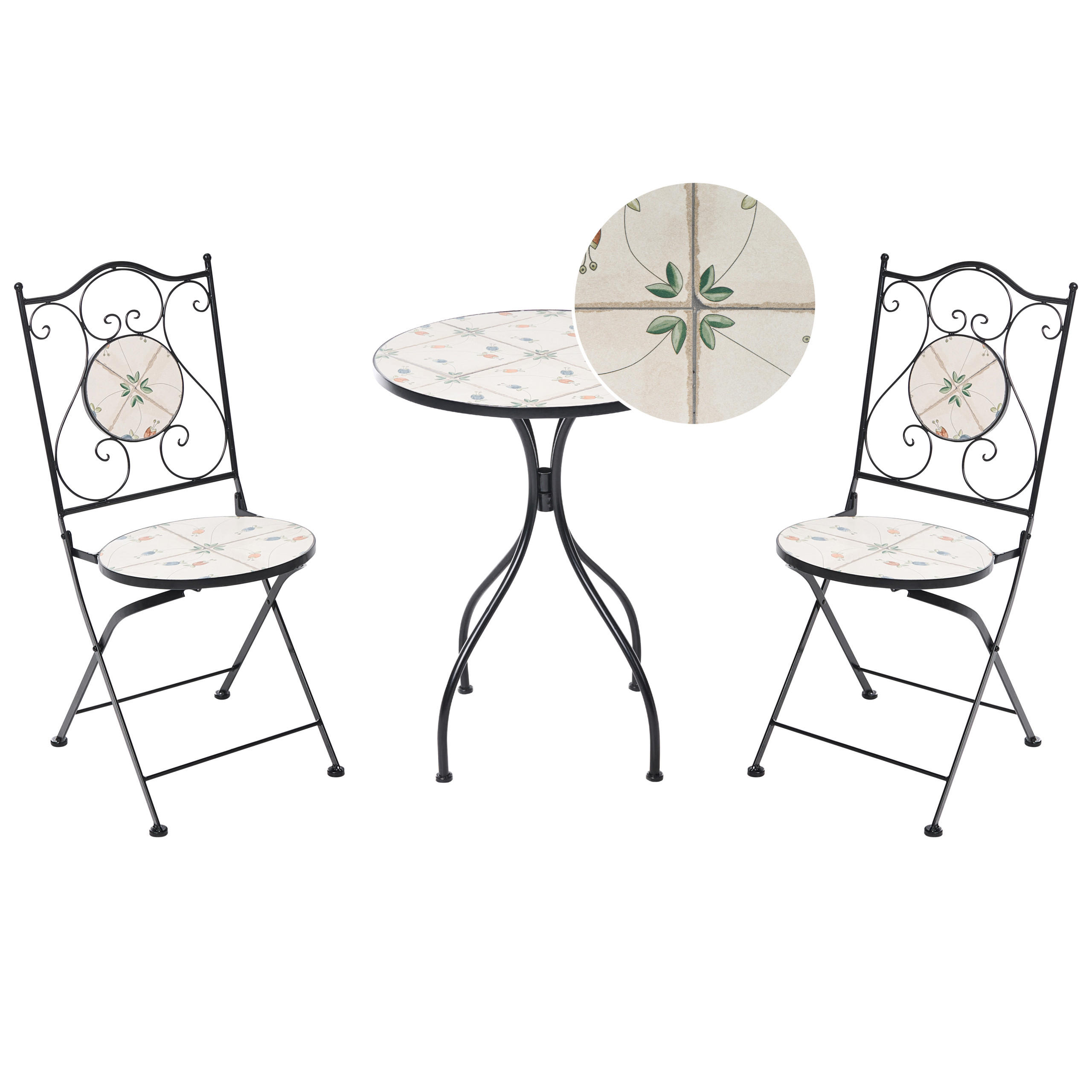 BISTRO-SET Metall Schwarz Carona - Weiß, Metall - Beliani