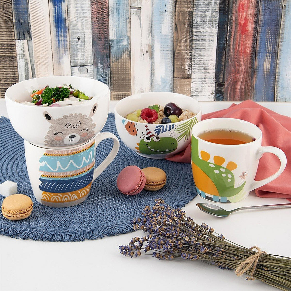 FRÜHSTÜCKSSET LAMA, Porzellan, weiß, 2-teilig - Weiß, Keramik (0.35L) - Orion 