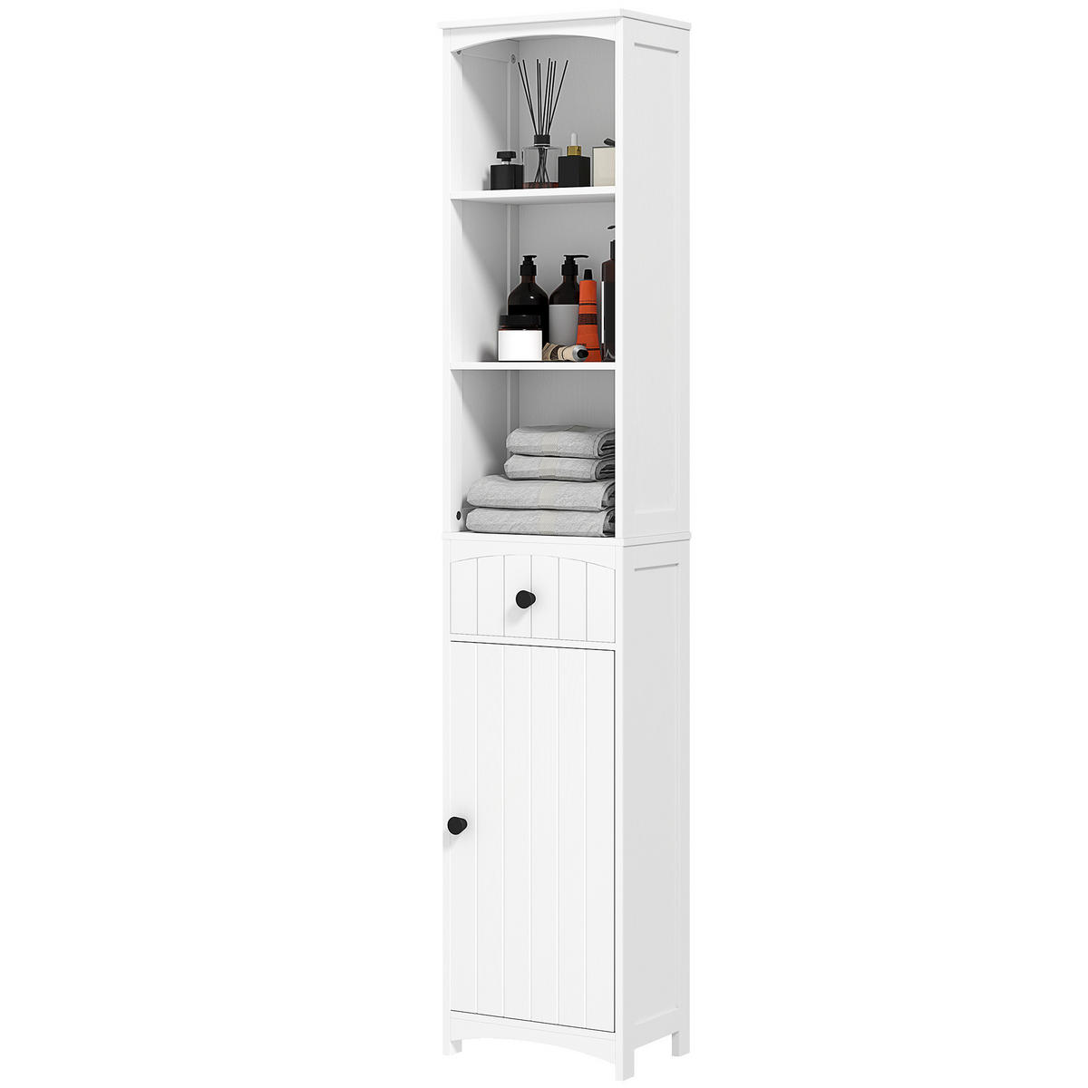 HOCHSCHRANK DE-08481 mit 3 Regalen und Schublade Weiß - Weiß, Holzwerkstoff (24/170.5/34cm) - ComfortXL