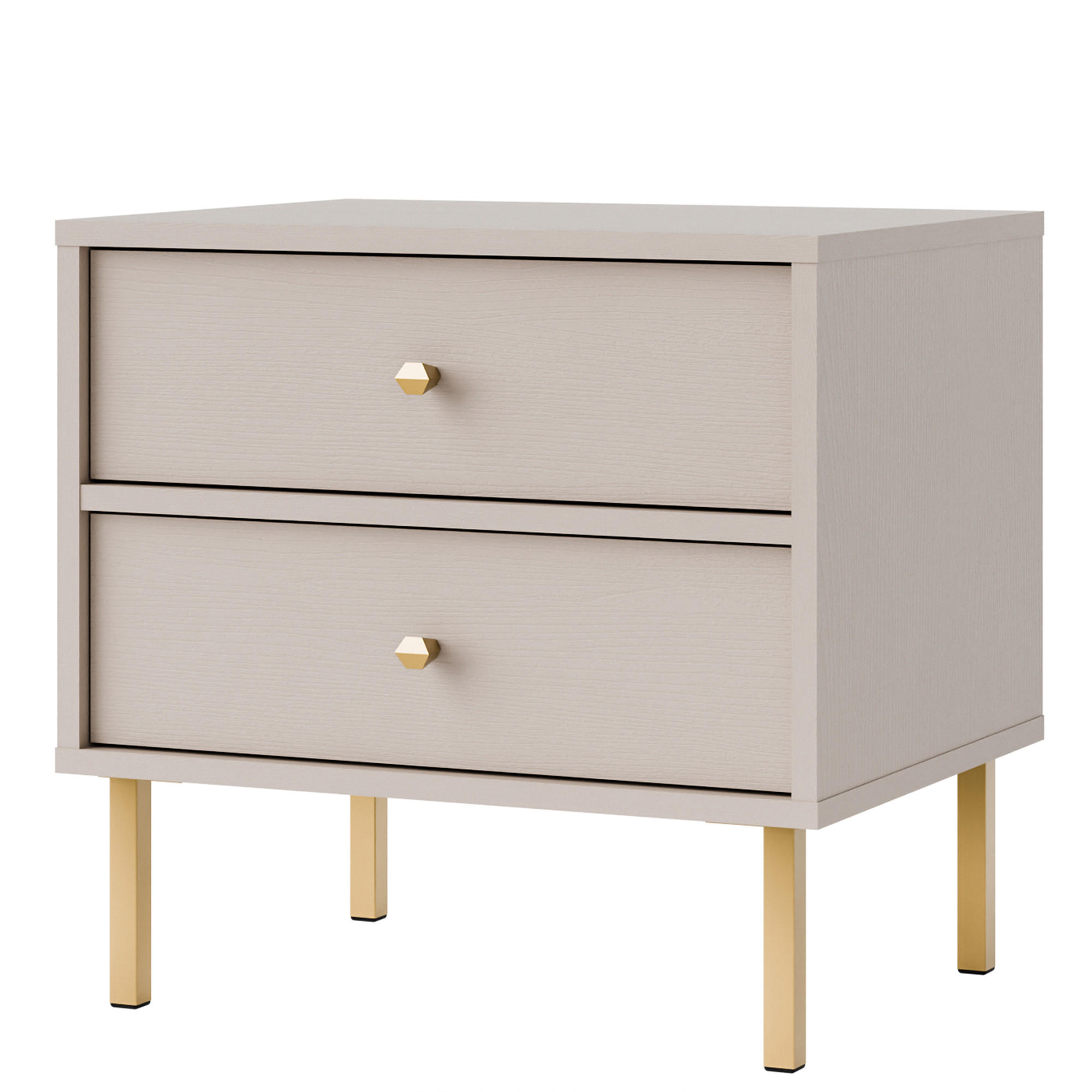 NACHTTISCH FLOREN, Creme/Gold - Creme, Holzwerkstoff/Metall (51.8/50/40.8cm) - KONSIMO®