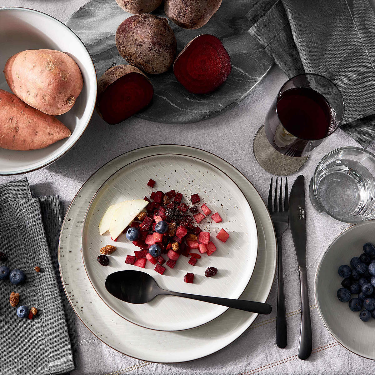 TELLER (4er Set) Henley - Grau, Keramik (22/22/2cm) - Butlers