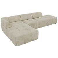 ECKSOFA GRIDA 3M L Beige Velvet - Links - Beige/Schwarz, Kunststoff/Textil (335/176cm) - MKS