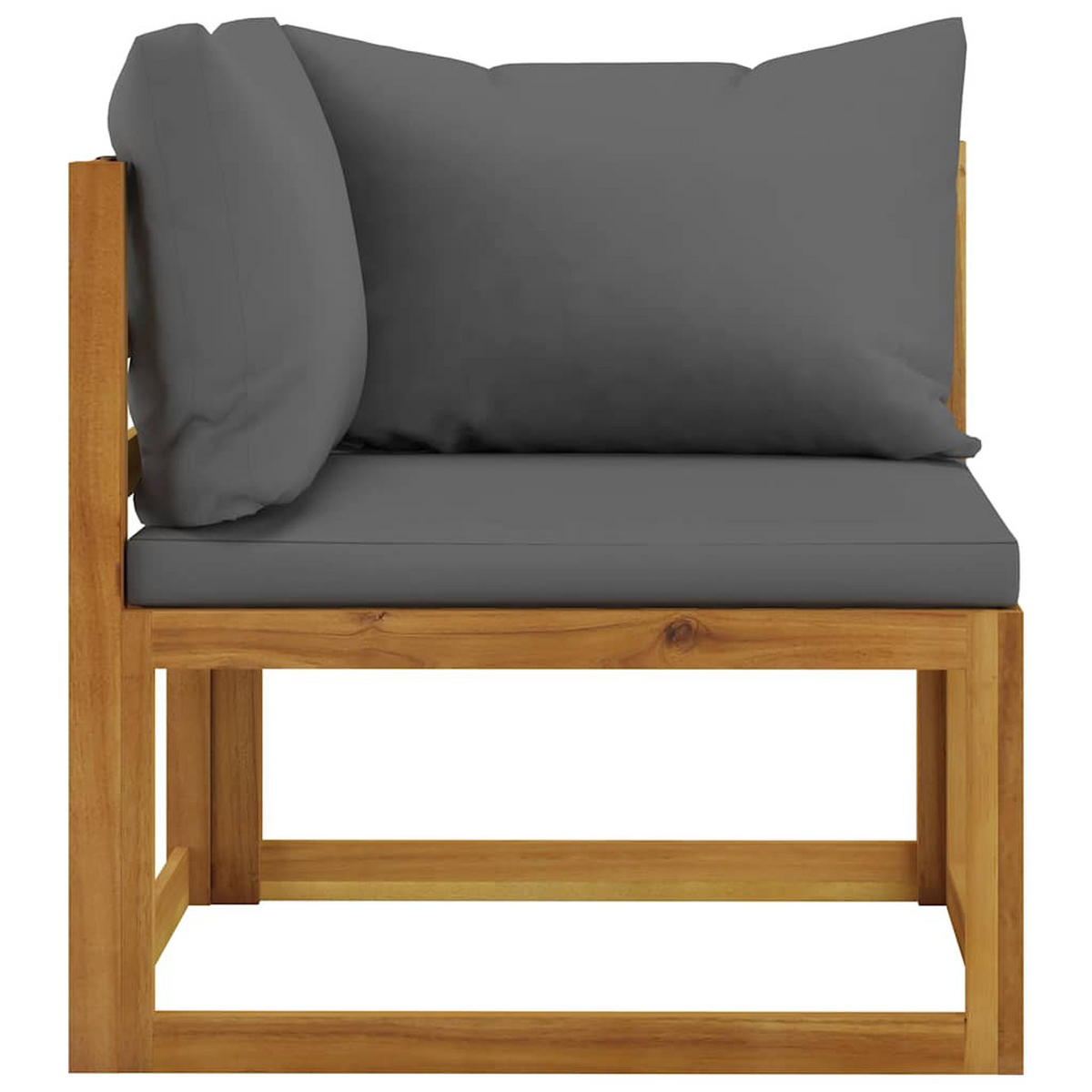 LOUNGEGARNITUR mit Auflagen, 138/206 cm, aus Massivholz Akazie, Dunkelgrau, 5-teiliges Set - Dunkelgrau/Braun, Holz/Textil - vidaXL