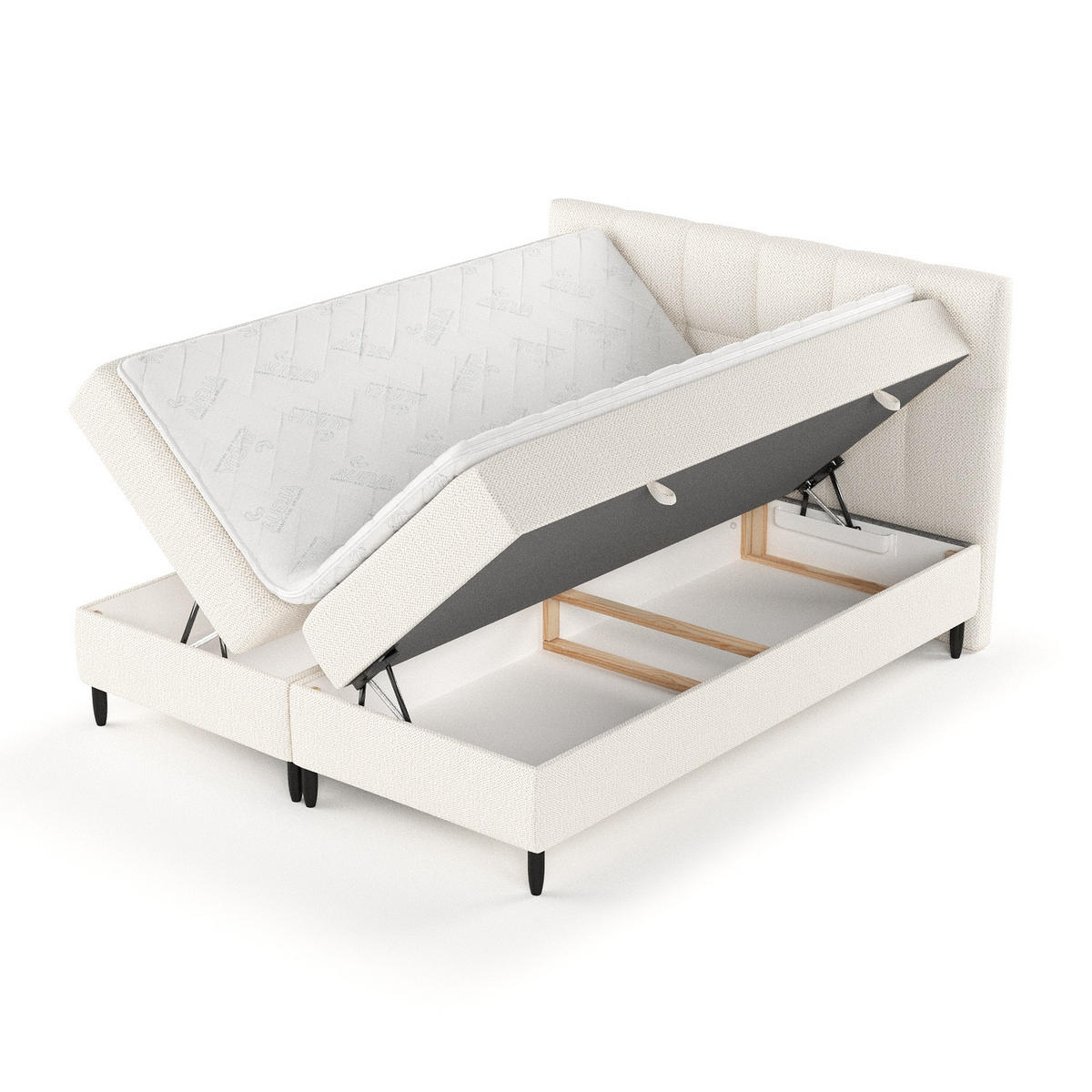BOXBETT Arlette Creme 140/200 cm - Creme/Schwarz, Holz/Holzwerkstoff (140/200cm) - Maison de Reve