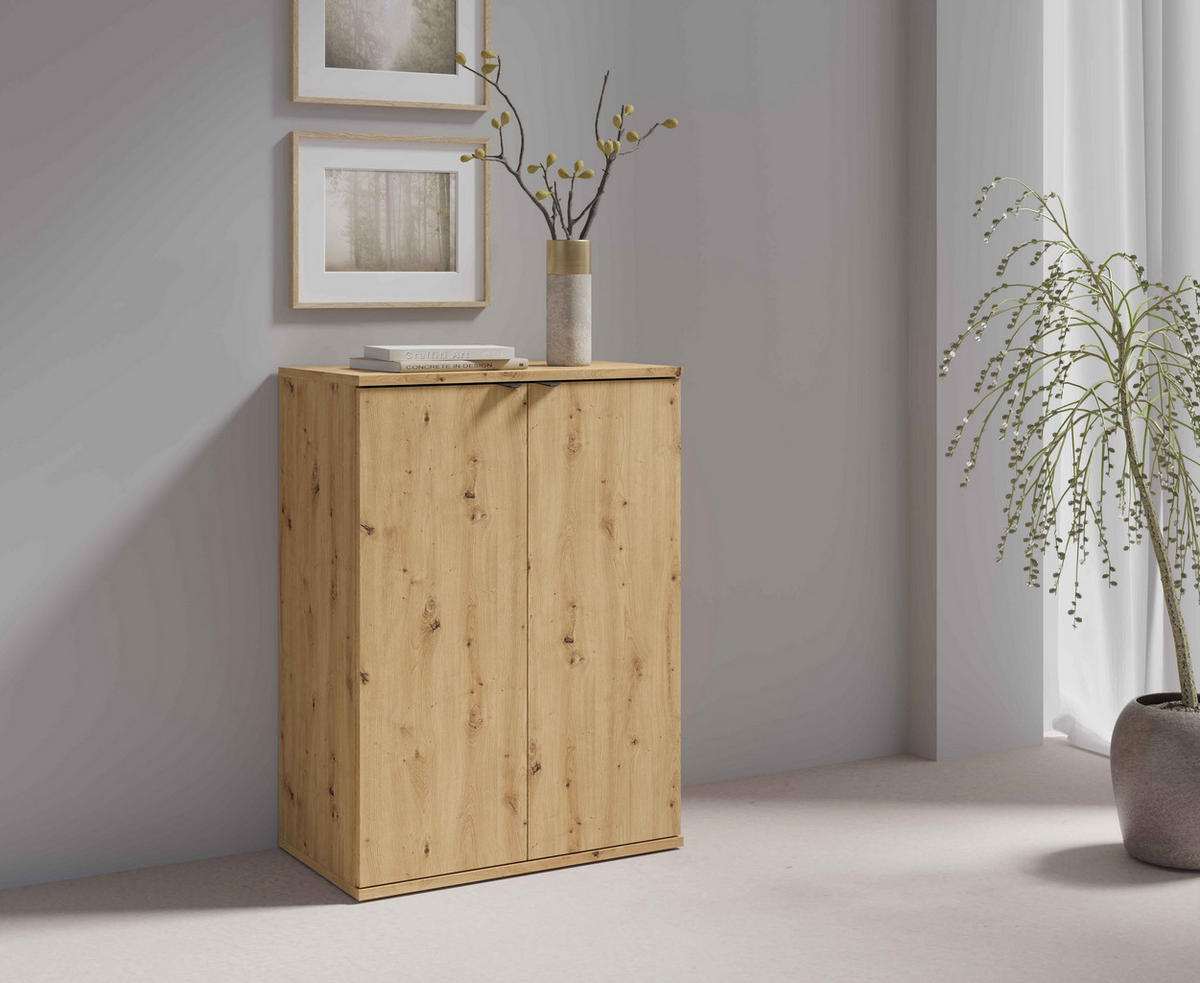 KOMMODE METRIX 60/82,5/35cm mit Schubladen 2 Türen Eiche Artisan - Eiche Artisan, Holzwerkstoff (60/82.5/35cm) - MASSENO
