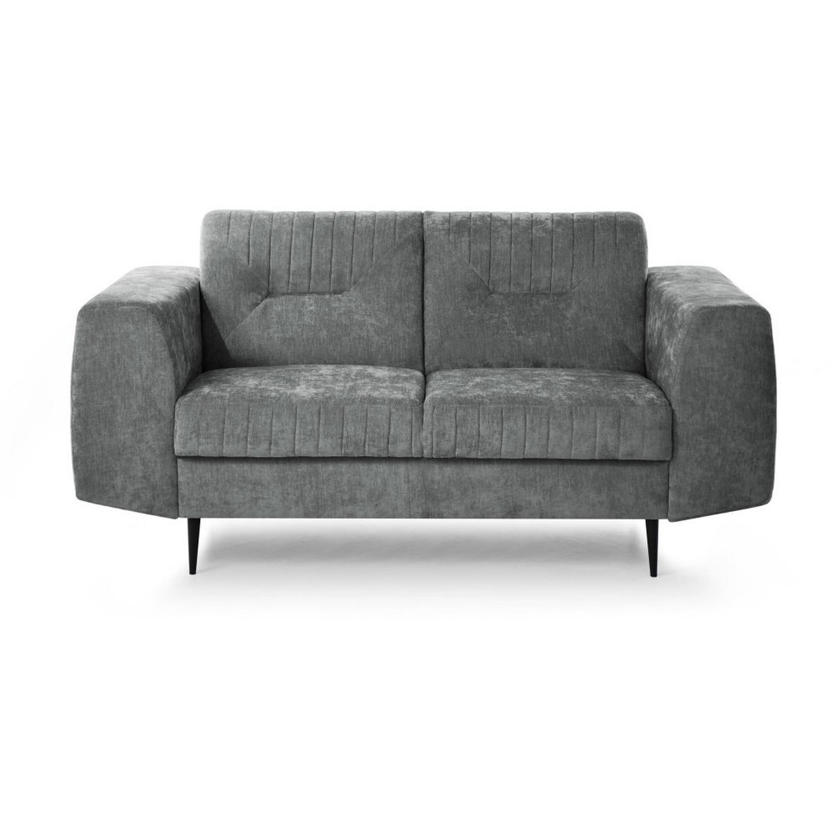 SOFA Venezia 2-Sitzer mit Metallbeinen, dunkelgrau, 233 cm - Dunkelgrau/Schwarz, Holzwerkstoff/Metall (172/85/94cm) - Beautysofa
