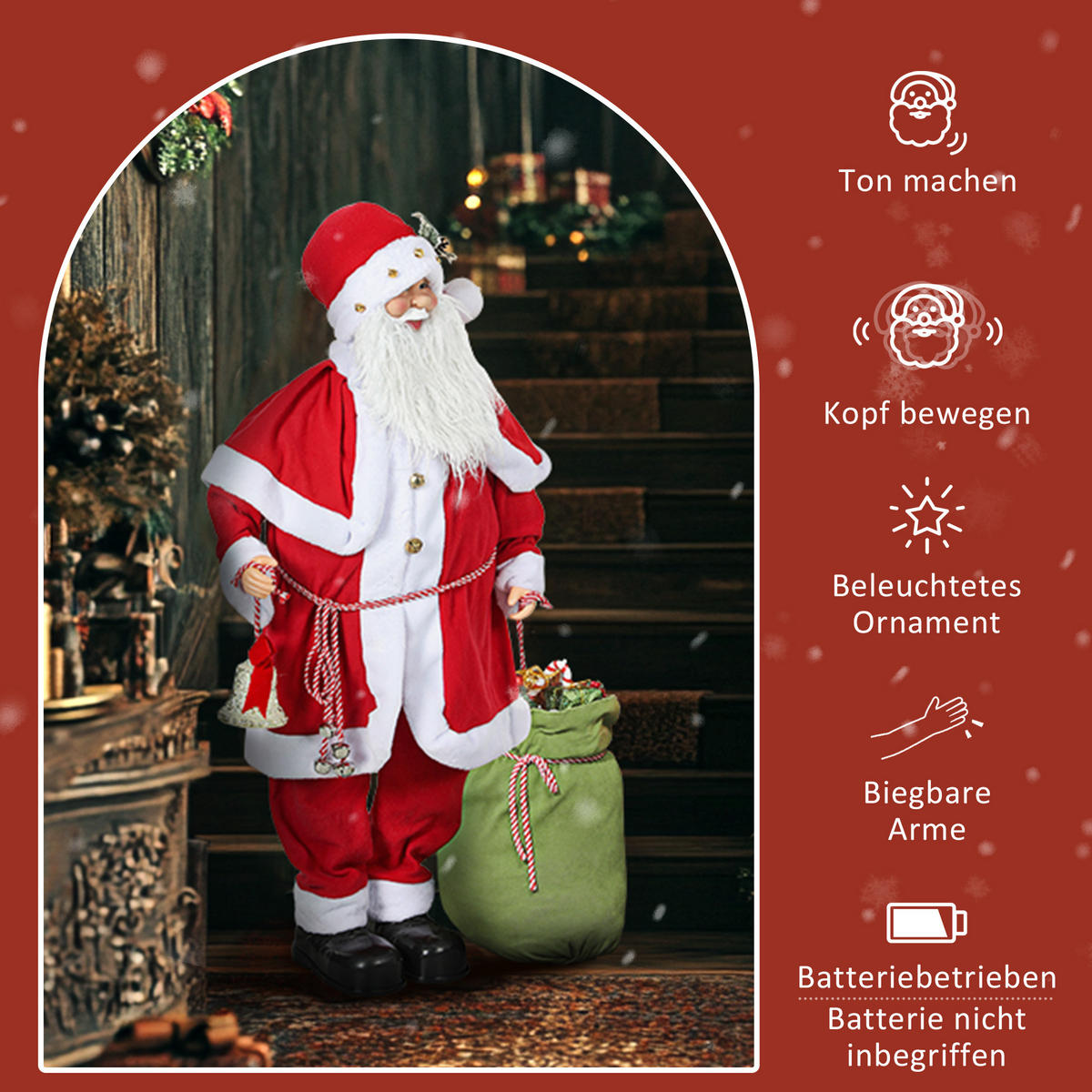 WEIHNACHTSMANN Rot 55.0/21.0/140.0cm - Rot, Textil (21/140/55cm)