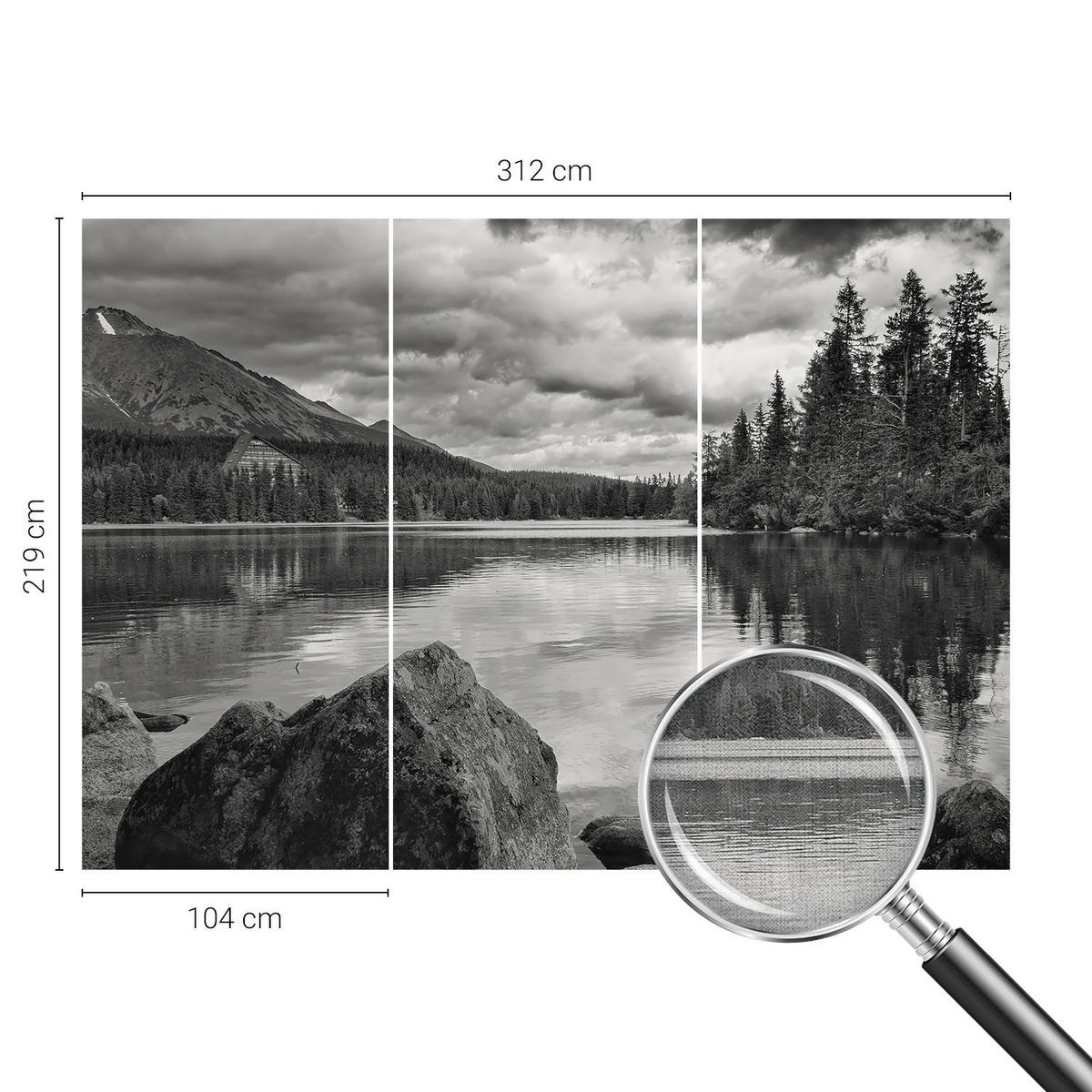 FOTOTAPETE 312x219 cm - Bergpanorama - Schwarz, Textil (312/219cm) - Wallfluent