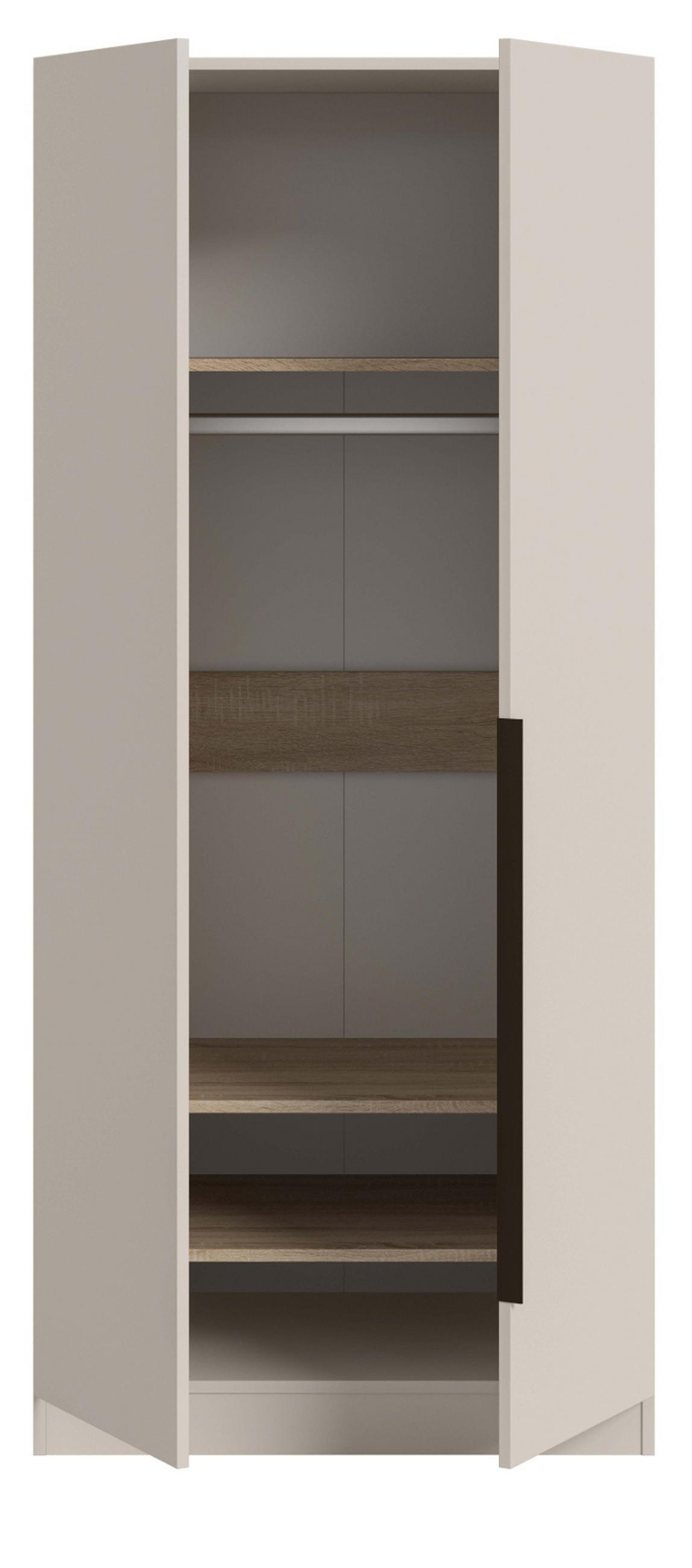 KLEIDERSCHRANK kaschmir 80 x 181 cm, Drehtürenschrank 2-türig - Kaschmir/Schwarz, Holzwerkstoff/Kunststoff (80/181/52cm) - Inn.Furn