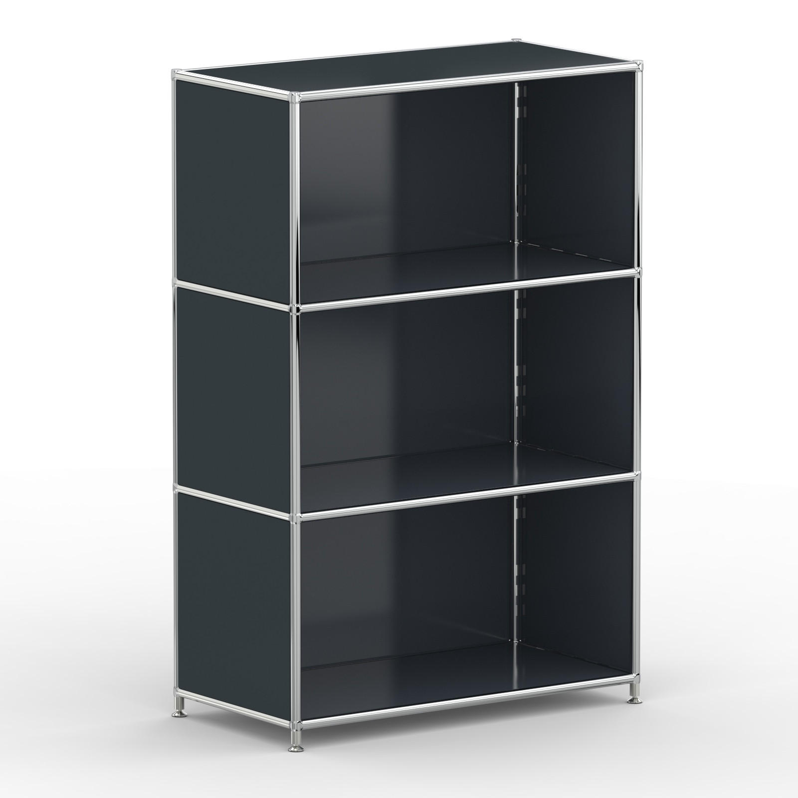 AKTENSCHRANK Büro, 3 offene Fächer, Breite 77 cm, Anthrazitgrau - Chromfarben/Grau, Metall (40/118/77.2cm) - Versee