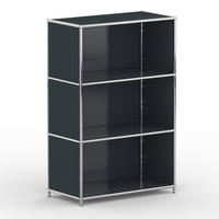 AKTENSCHRANK Büro, 3 offene Fächer, Breite 77 cm, Anthrazitgrau - Chromfarben/Grau, Metall (40/118/77.2cm) - Versee