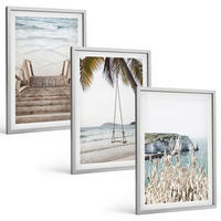 BILDER SET 3er Set - 40x60 cm Silberner Rahmen - Strandtreppe aus Holz, Schaukel - Silberfarben, Kunststoff (40/60cm) - TULUP