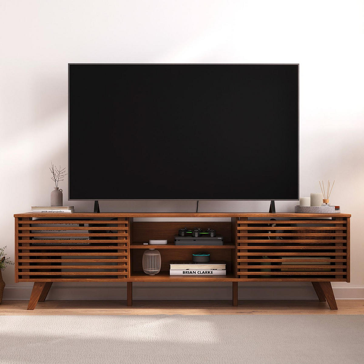 LOWBOARD FÜR 75" TV RIAN - Kastanienfarben, Holz (175/50/38cm) - IDIMEX
