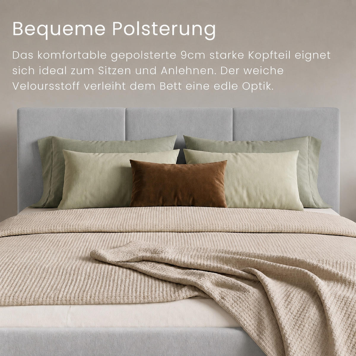 POLSTERBETT 140x200 cm in Grau - Grau, Textil (140/200cm) - Home Collective