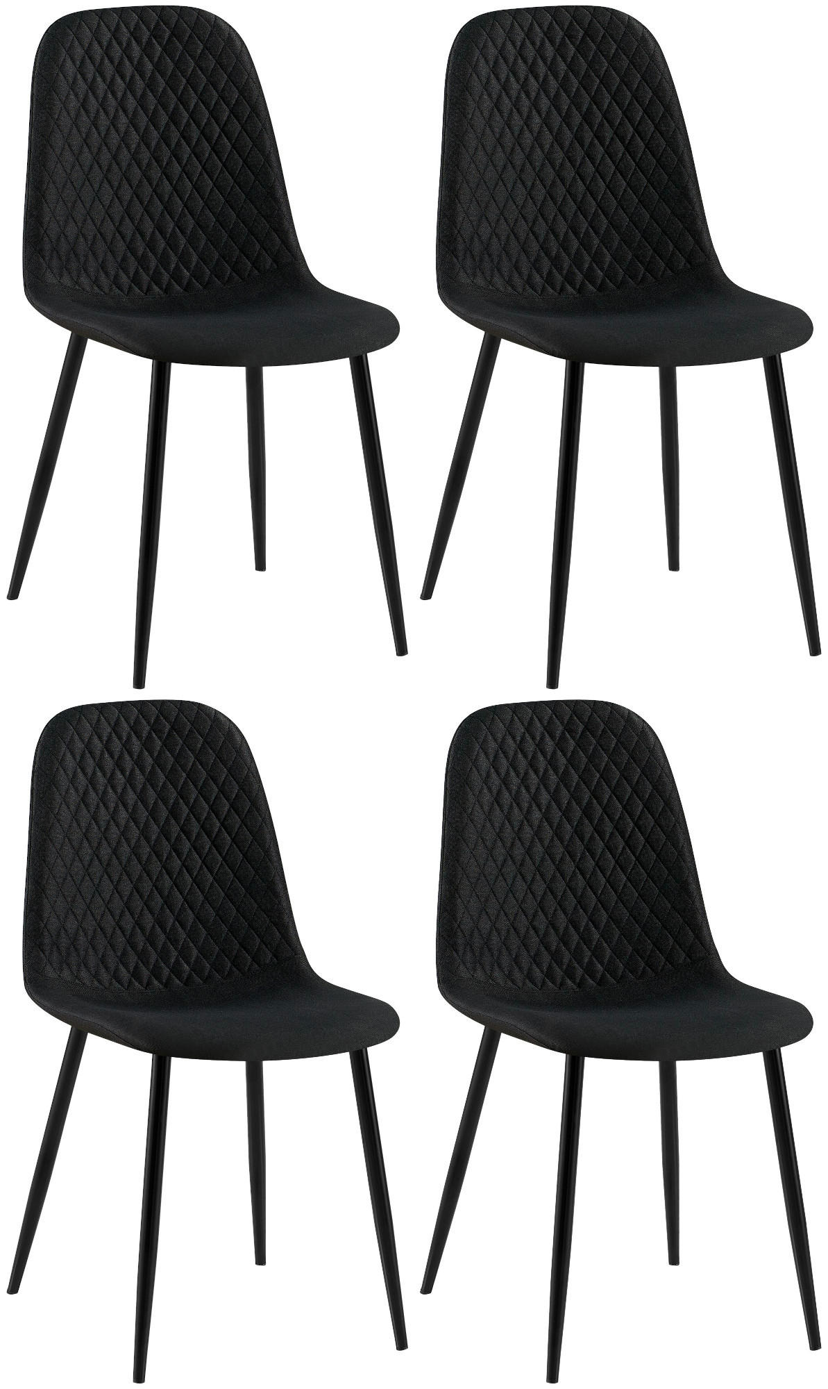 STUHL 4er Set Stoff Schwarz - Schwarz, Textil/Metall (44/88/54cm) - CLP