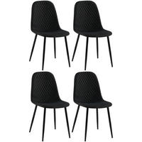 STUHL 4er Set Stoff Schwarz - Schwarz, Textil/Metall (44/88/54cm) - CLP