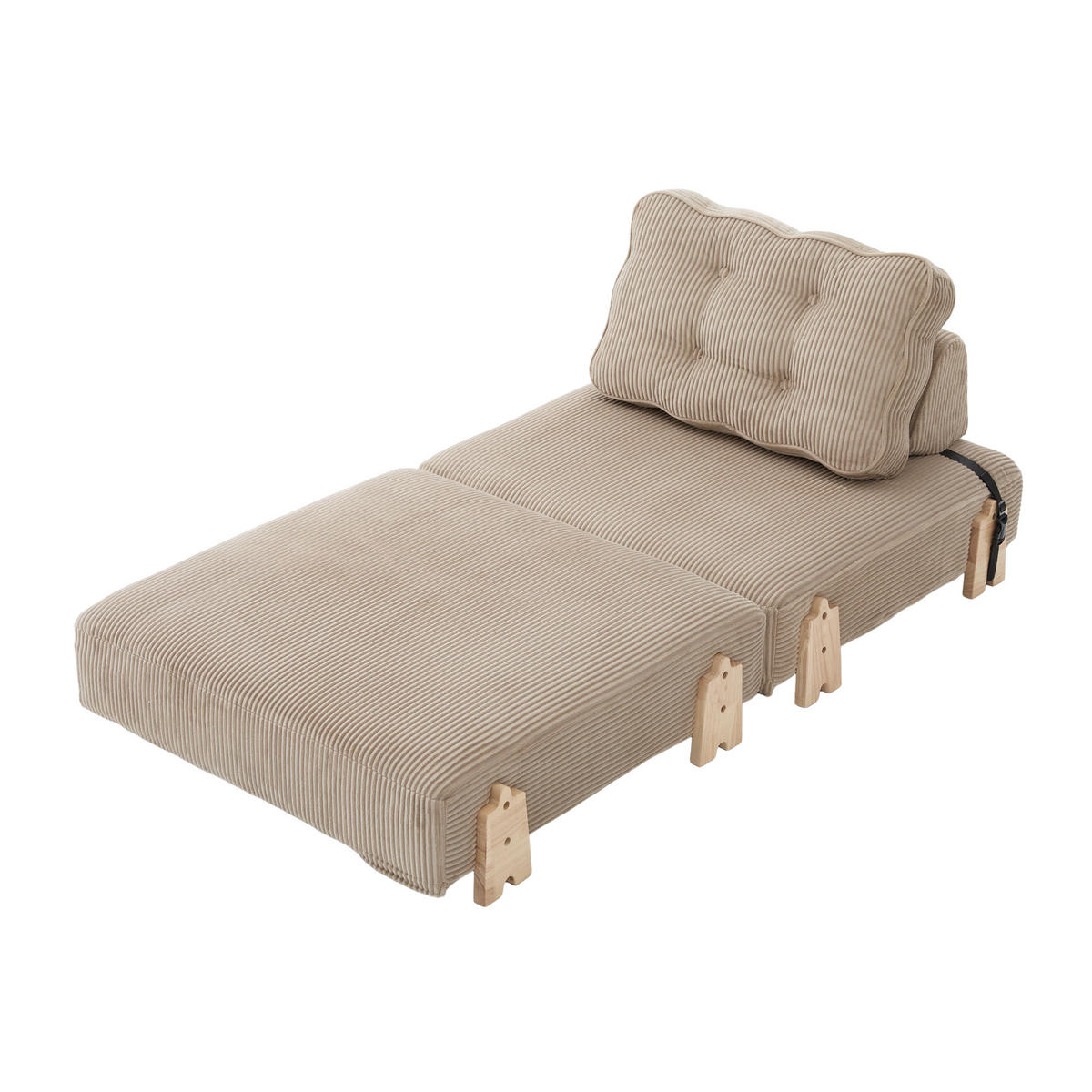 SCHLAFSESSEL ausklappbar mit Holzgestell, DE-42596, Khaki - Sandfarben, Holzwerkstoff (90/84/86cm) - ComfortXL