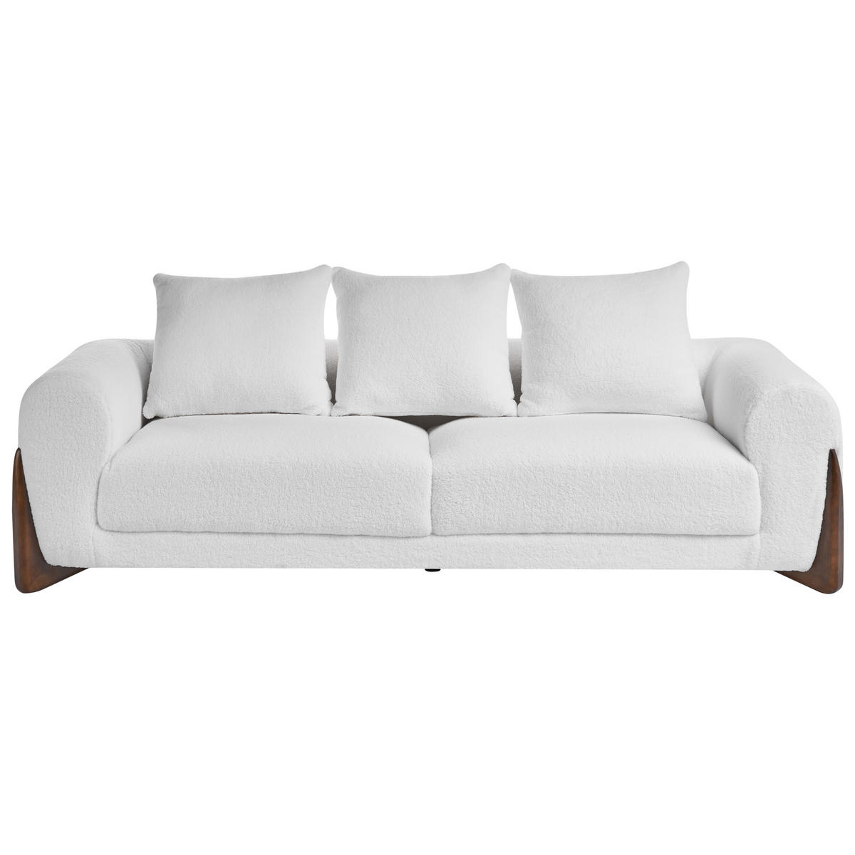 3-SITZER-SOFA Bouclé Weiß Vinliden - Weiß/Braun, Textil (180/62/87cm) - Beliani
