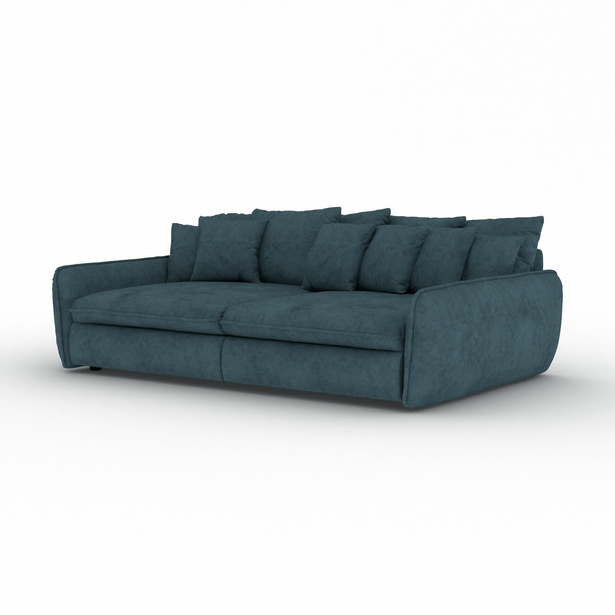 BIGSOFA Hereford Cord Dunkelblau inkl. 11 Kissen 234/131/61 cm - Dunkelblau, Kunststoff/Textil (234/61/131cm) - foamnova