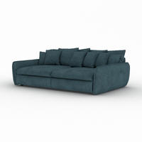 BIGSOFA Hereford Cord Dunkelblau inkl. 11 Kissen 234/131/61 cm - Dunkelblau, Kunststoff/Textil (234/61/131cm) - foamnova