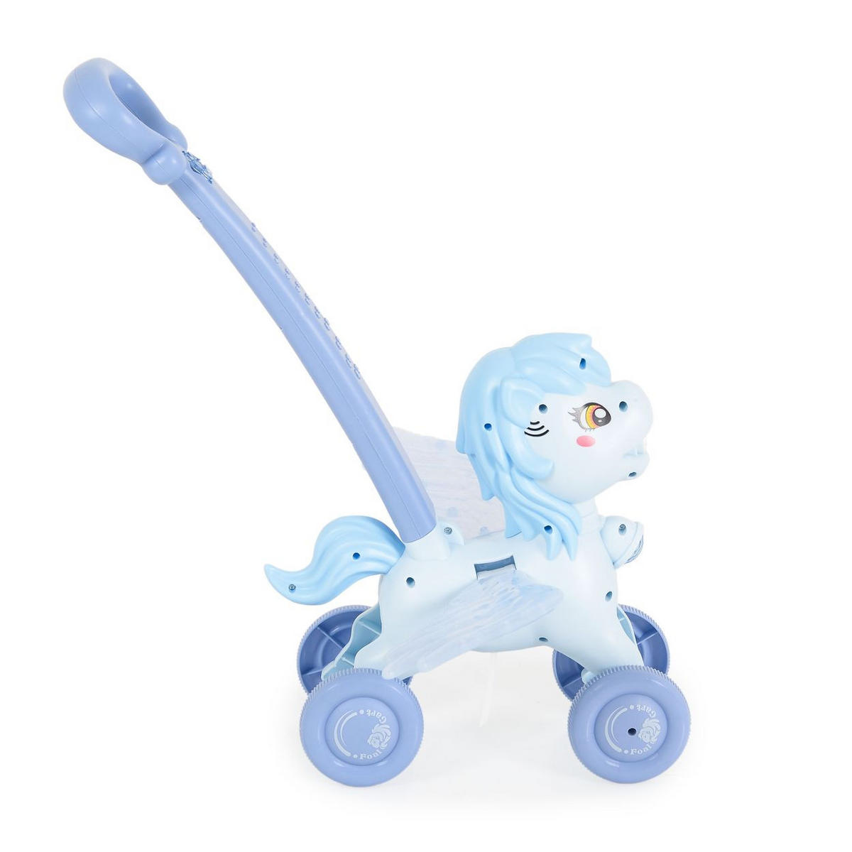 SPIELZEUG Schiebespielzeug Pony Wings blau 40 cm Höhe, Seifenblasen, bewegliche Flügel, Musik, Lichtfunktion - Blau, Kunststoff (39/40/35cm) - Moni