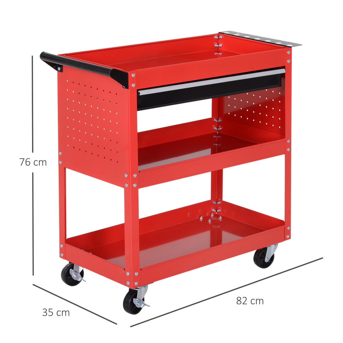 WERKSTATT-ROLLWAGEN, Werkzeugwagen, Rot - Multicolor, Metall (35/76/82cm) - HOMCOM