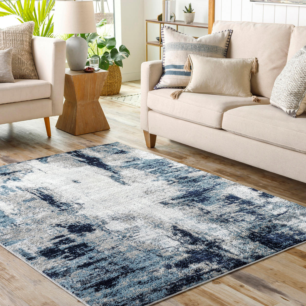 KURZFLORTEPPICH 120x170 cm Blau - Blau/Weiß, Naturmaterialien/Textil (120/170cm) - LIVABLISS