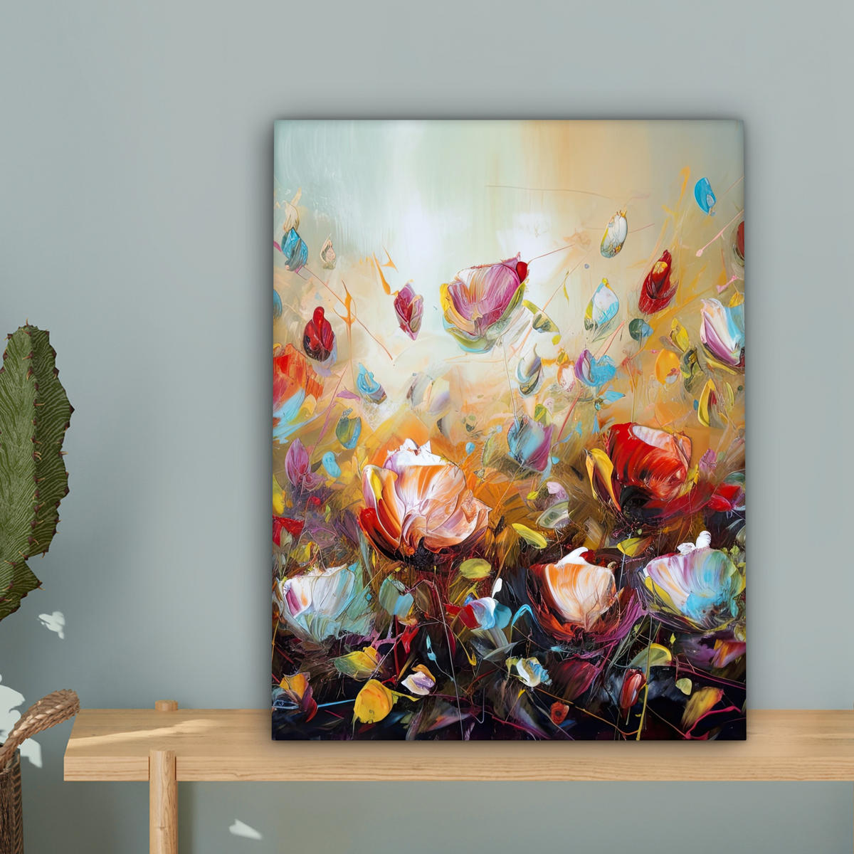 LEINWANDBILD Blumen - Kunst - Natur - Ölgemälde Room Decor 30x40 cm - Multicolor, Textil (30/40cm) - MuchoWow