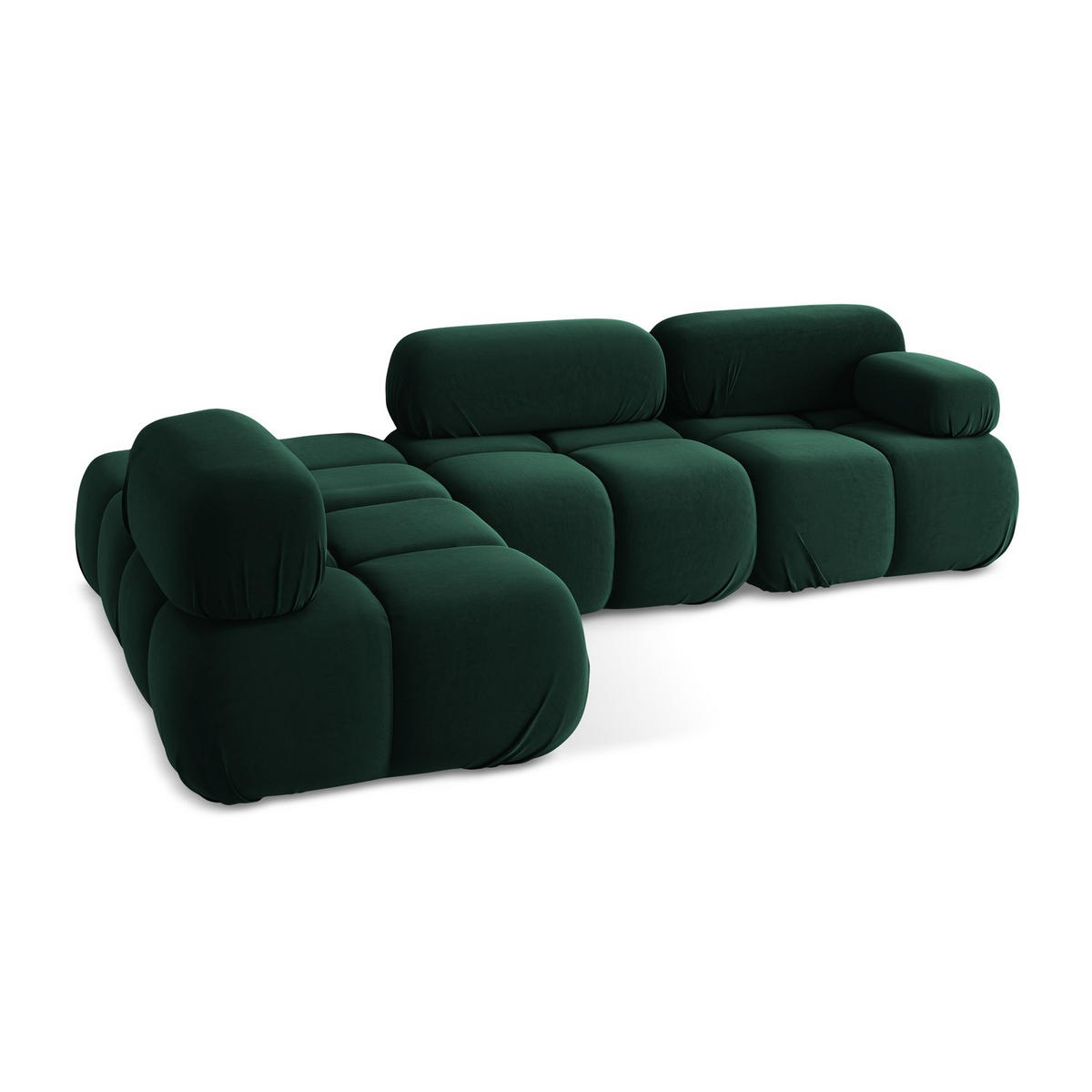 ECKSOFA Links Samt Stoff Grün - Blau/Dunkelgrün, Kunststoff/Textil (190/285cm) - LaMiaSofa