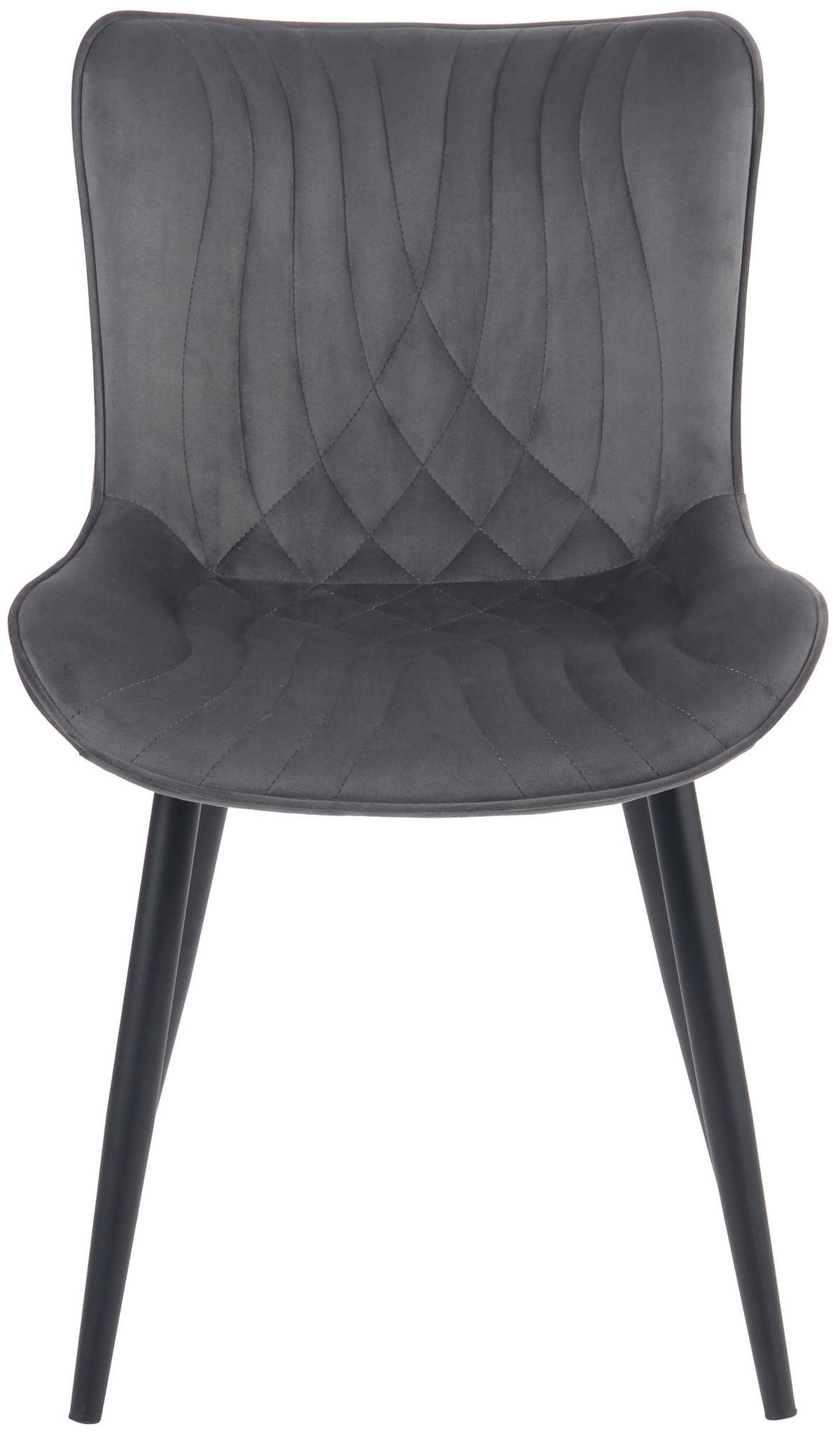 STUHL 2er Set Samt dunkelgrau - Dunkelgrau/Schwarz, Textil/Metall (50/80.5/62cm) - CLP