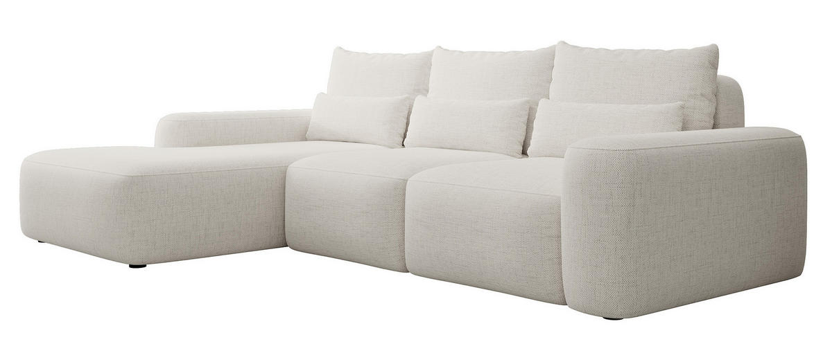 ECKSOFA Carnos mit wasserabweisendem Chenille-Bezug in Cremeweiß - Ecru, Textil (264/162cm) - Selsey