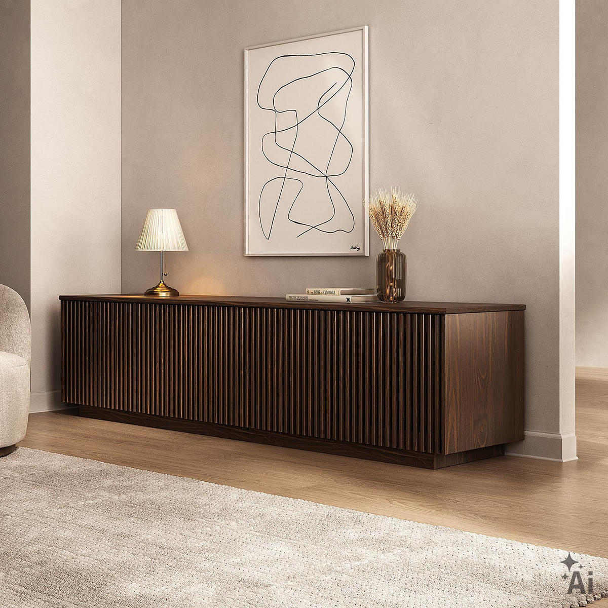 LOWBOARD OLE nussbaum - Nussbaumfarben, Holz (175/37/38cm) - IDIMEX