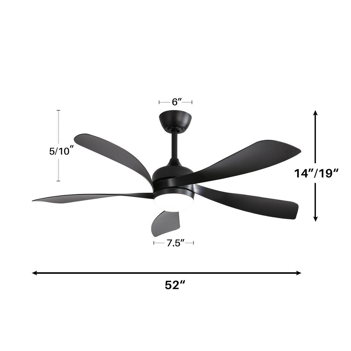DECKENVENTILATOR 52Zoll Smart LED Licht Dimmbar Speicherfunktion DC Motor - Schwarz, Kunststoff (132.08/132.08/26.8cm) - CASIVA
