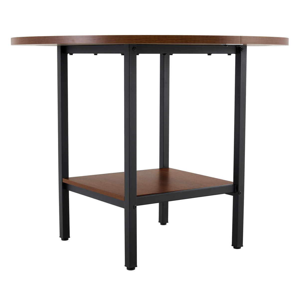ESSTISCH aus MDF und Metall 100x100x77 cm Walnussfarben mit Stauraumablage im runden Design - Walnussfarben, Holzwerkstoff (100/100/77cm) - Modfu