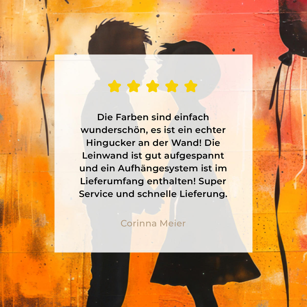 LEINWANDBILD Straßenkunst - Liebe - Graffiti - Kunst - Banksy Wanddeko 90x60 cm - Orange, Textil (90/60cm) - MuchoWow