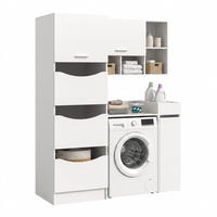WASCHMASCHINENUMBAU 4tlg. Set Mixx Bad in weiß Nachbildung - modernes Design - B/H/T: 126x195x68 cm - Weiß, Holzwerkstoff (126/195/68cm) - Homes & Jones