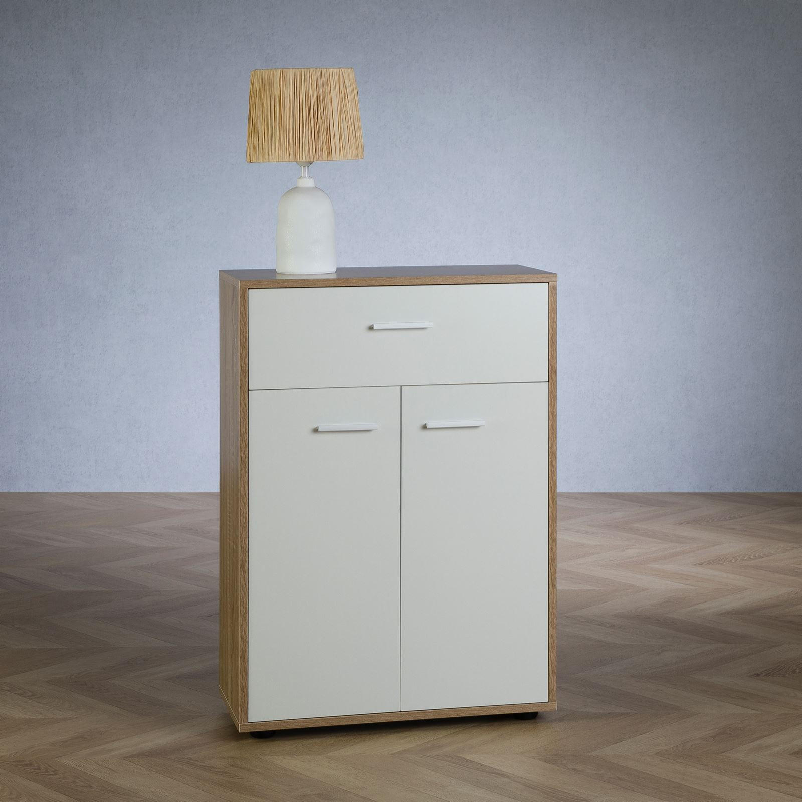 KOMMODE TOMMY - Weiß/Sonoma Eiche, Holzwerkstoff (60/84/30cm) - CARO-Möbel